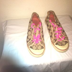 Coach women sneakers size 9B brown/white